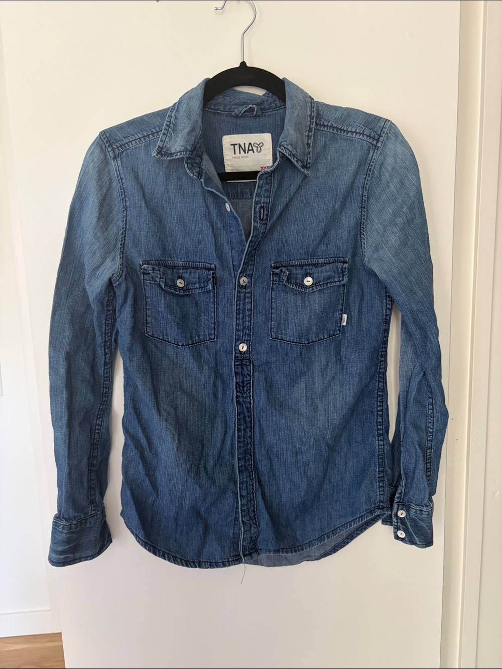 Vintage Aritzia TNA Blue Denim Shirt Classic Button down